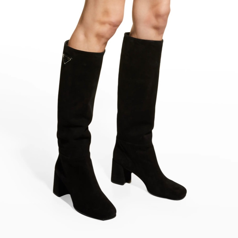 COPY - Knee HighSuede Prada Boot (Black) - Picture 3 of 13